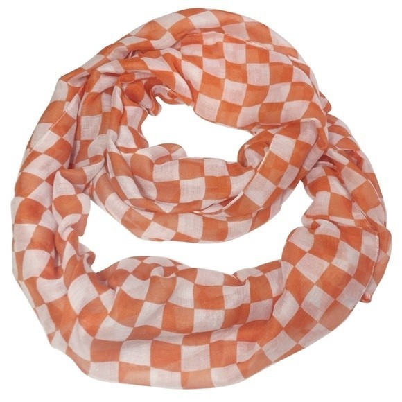 Orange & White Spirit Checkerboard Infinity Scarf - Picture 3 of 5